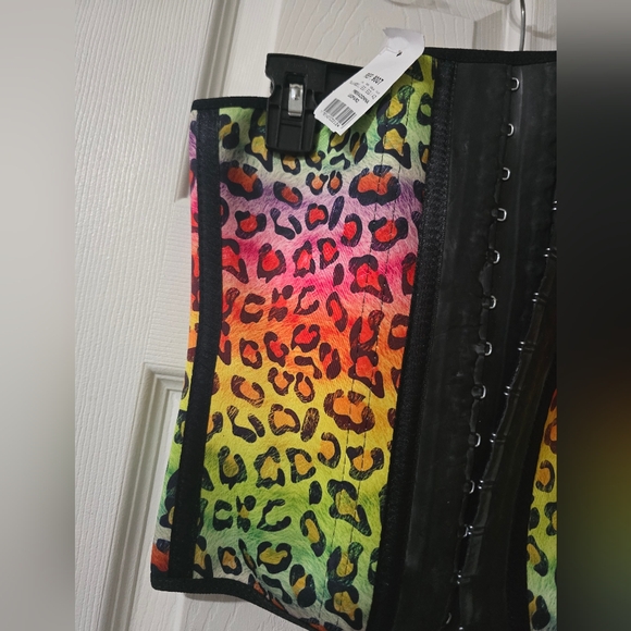 NWT Premadonna Ann Chery Rainbow Leopard Print Waist Trainer/Corset - Picture 3 of 11
